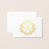 Monogram Krans Dank u Folie Kaarten (Voorkant met envelop)