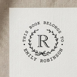 Monogram Krans Dit Boek Hoort Bij Boekplaat Zelfinktende Stempel