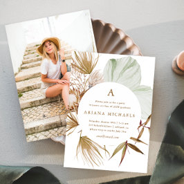 Monogram Krans Een Foto Graduation Party Kaart