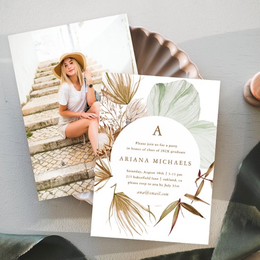 Monogram Krans Een Foto Graduation Party Kaart