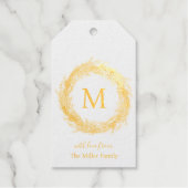 Monogram krans Eenvoudig Elegant Modern Cadeaulabels (Voorkant)