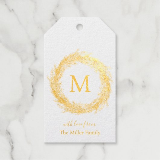Monogram krans Eenvoudig Elegant Modern Cadeaulabels (Voorkant)