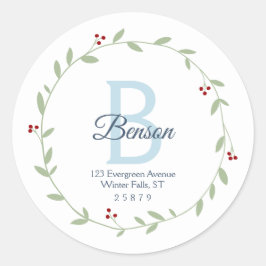 Monogram Krans Gepersonaliseerde Retour Adres Seal Ronde Sticker