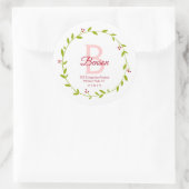 Monogram Krans Gepersonaliseerde Retour Adres Seal Ronde Sticker (Tas)