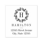 Monogram krans gepersonaliseerde rubberen stempel (Design)