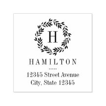 Monogram krans gepersonaliseerde rubberen stempel