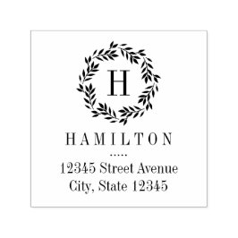 Monogram krans gepersonaliseerde rubberen stempel