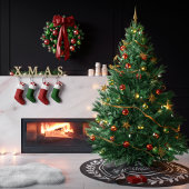 Monogram Krans Gestreept Modern Grijs Kerstmis Kerstboom Rok