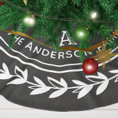 Monogram Krans Gestreept Modern Grijs Kerstmis Kerstboom Rok