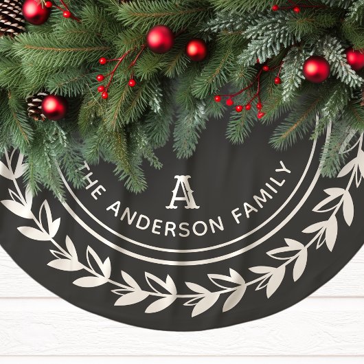 Monogram Krans Gestreept Modern Grijs Kerstmis Kerstboom Rok