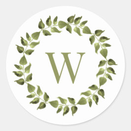 Monogram krans groene bruiloft envelop zegel
