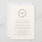 Monogram Krans Huwelijksuitnodiging | Plum Kaart (Voorkant)