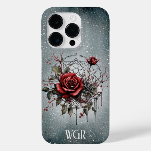 Monogram krans in gotisch Roos Case-Mate iPhone Case (Achterkant)