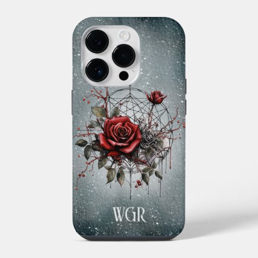 Monogram krans in gotisch Roos iPhone Hoesje (Achterkant)