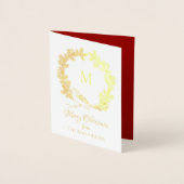 Monogram Krans met Bird Gold Foil Kerstmis Folie Kaarten (Voorkant)