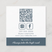 Monogram krans neutraal leisteen grijs vierkante visitekaartje (Achterkant)