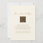 Monogram Krans QR Code Goud op Cream Wedding Kaart (Achterkant)