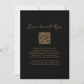 Monogram Krans QR Code Goud op Zwart Trouwdag Kaart (Achterkant)