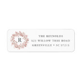 Monogram krans retouradreslabel etiket (Voorkant)