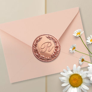 Monogram Krans Roos Gold Faux Wax Seal Stickers