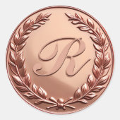 Monogram Krans Roos Gold Faux Wax Seal Stickers (Voorkant)