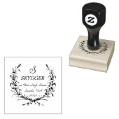Monogram  krans rubberstempel (Gestempeld)