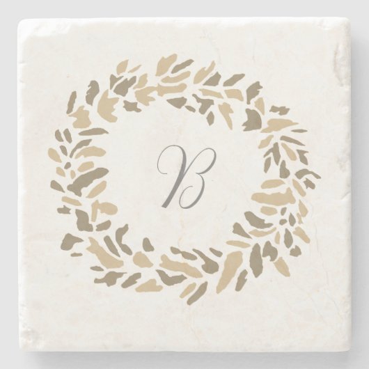 Monogram Krans Schilderen Aangepaste Herfst Schild Stenen Onderzetter (Voorkant)