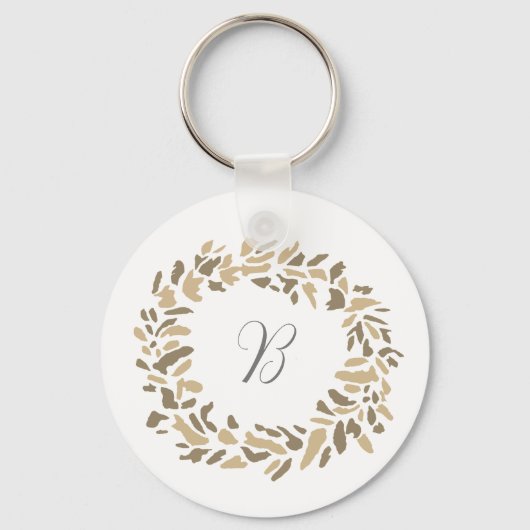 Monogram Krans Schilderen Custom Herfst Schilderen Sleutelhanger (Voorkant)