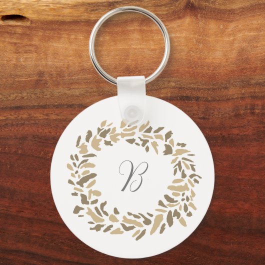 Monogram Krans Schilderen Custom Herfst Schilderen Sleutelhanger (Voorkant)