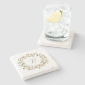 Monogram Krans Schilderen Custom Herfst Schilderen Stenen Onderzetter (Zijkant)