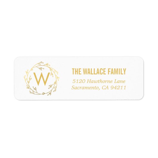 Monogram krans vakantie retour adres labels (Voorkant)