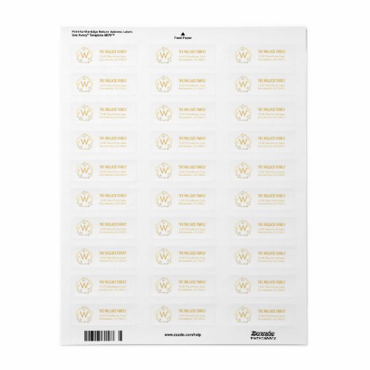 Monogram krans vakantie retour adres labels (Full Sheet)