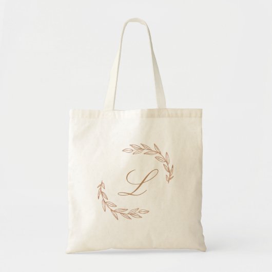 Monogram krans van roze gouden blad tote bag (Voorkant)