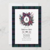 Monogram Krans Vintage Schotland Kerstfeest Kaart (Voorkant)