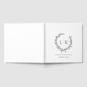 Monogram Krans Zwart Wit Bruiloft Gastenboek (Volledig)