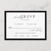 Monogram Krans Zwart Wit RSVP Huwelijk Informatiekaartje (Voorkant)