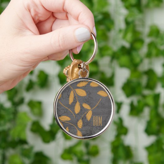 Monogram krijtbord Leighton Floral Design Sleutelhanger (Hand)