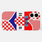 Monogram Kroatië Vlag Hart Checkers Case-Mate iPhone Case (Achterkant (horizontaal))