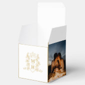 Monogram kroon kuif wit goud foto bruiloft bedankdoosjes (Geopend)