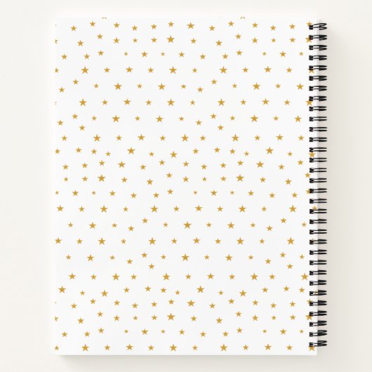 Monogram, Kroon, Laurel & Gold Stars op White Notitieboek (Achterkant)