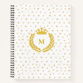 Monogram, Kroon, Laurel & Gold Stars op White Notitieboek (Voorkant)