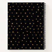 Monogram, Kroon, Laurel & Golden sterren op Black Notitieboek (Achterkant)