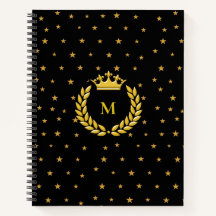 Monogram, Kroon, Laurel & Golden sterren op Black