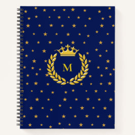 Monogram, Kroon, Lauwerkrans & Gouden sterren op N Notitieboek
