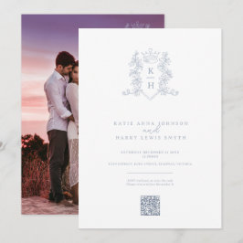 Monogram kroon wit zilver bruiloft QR-code Kaart