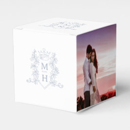 Monogram kroon wit zilver grijs foto bruiloft bedankdoosjes