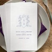 Monogram kroon wit zilver paarse bruiloft servet