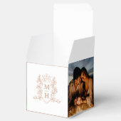 Monogram kroonkam wit rosé goud foto bruiloft bedankdoosjes (Geopend)