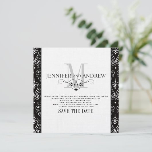 Monogram kroonluchter aankondiging datum opslaan (Staand voorkant)