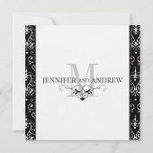 Monogram kroonluchter aankondiging 'Save the Date' (Achterkant)